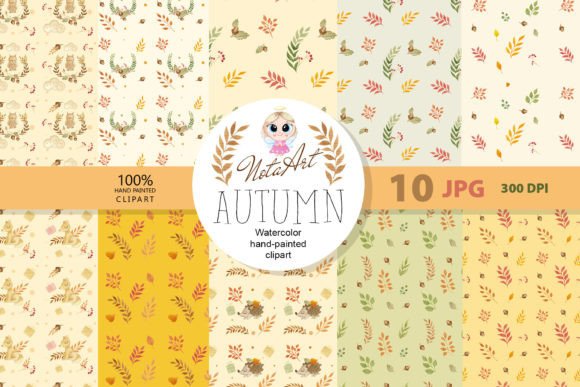 Download Cozy Fall Digital Papers, Autumn Leaves - Premium Bundle