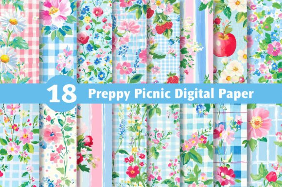 Download Preppy Cottagecore Picnic Digital Paper - Picnic Collection