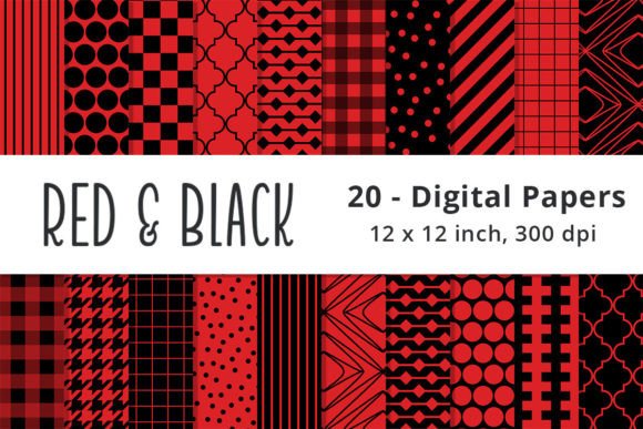 Download Red and Black Digital Scrapbook Papers - Premium Resources