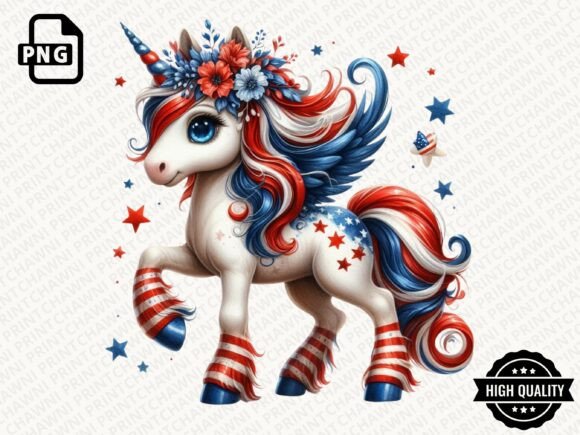 Download 4th of July Baby Unicorn Clipart PNG - Baby unicorn Collection