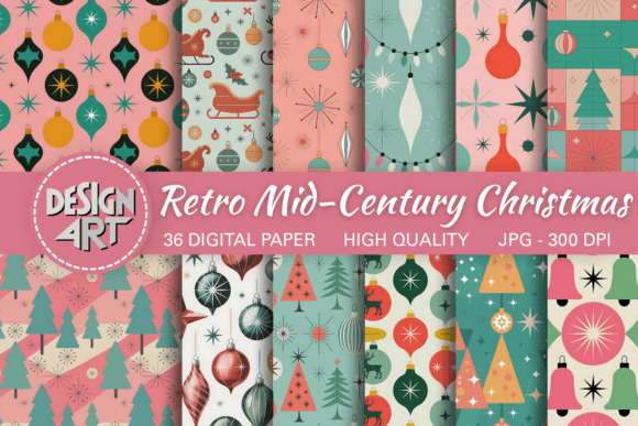 Download Retro Mid-Century Christmas Pattern - Christmas pattern Collection